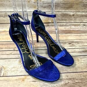 Sam Edelman Womens Metallic Royal Blue Open Toe Low Heel Patti Sandals 8